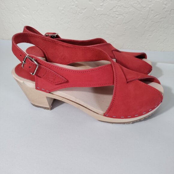 SANDGRENS“MOROCCO CROSSED CLOG SANDAL” in RednNEW NEVER WORN  -SIZE 40 - Picture 3 of 10